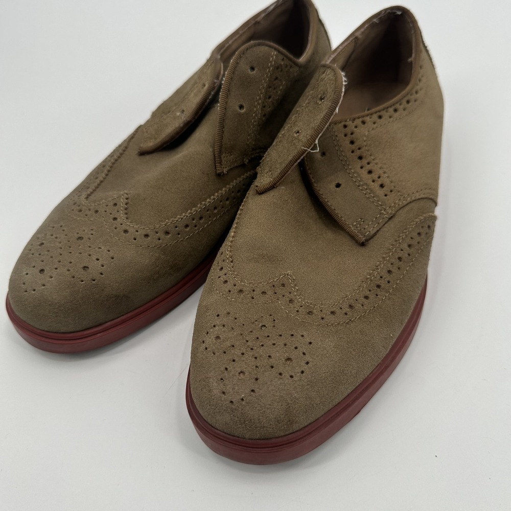 Polo Ralph Lauren Shoes Mens Size 7.5D Tan Suede Orrick Wingtip Brogue Dress‎